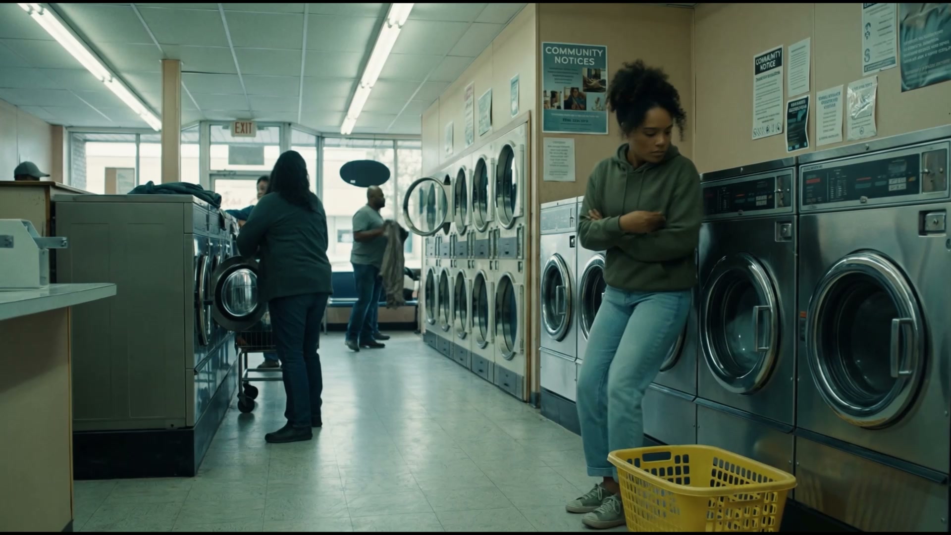 Laundromat floor where the lost sock begins its journey