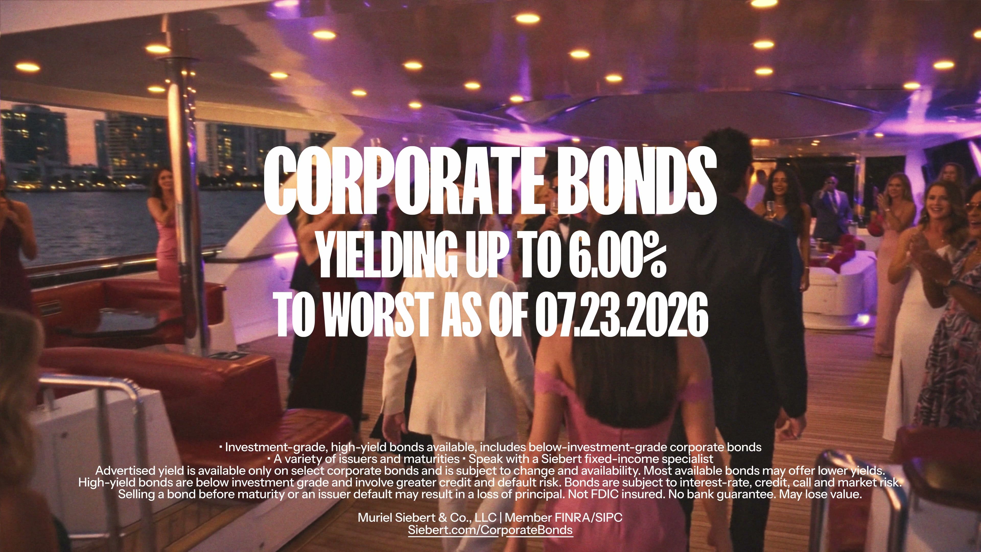 Corporate Bonds offer card on the yacht